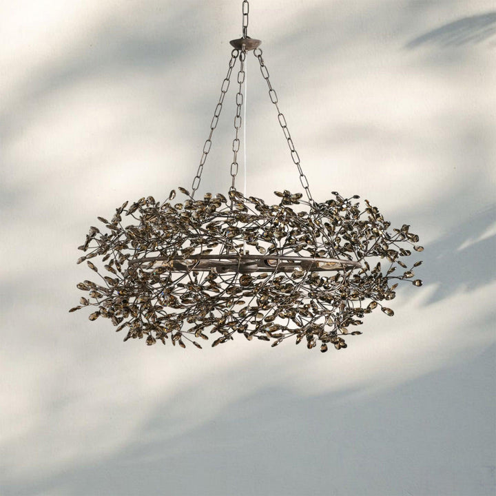 Fiore Crown Crystal Branch Chandelier 39" 48" 60“-Bronze/Smoke-39"-