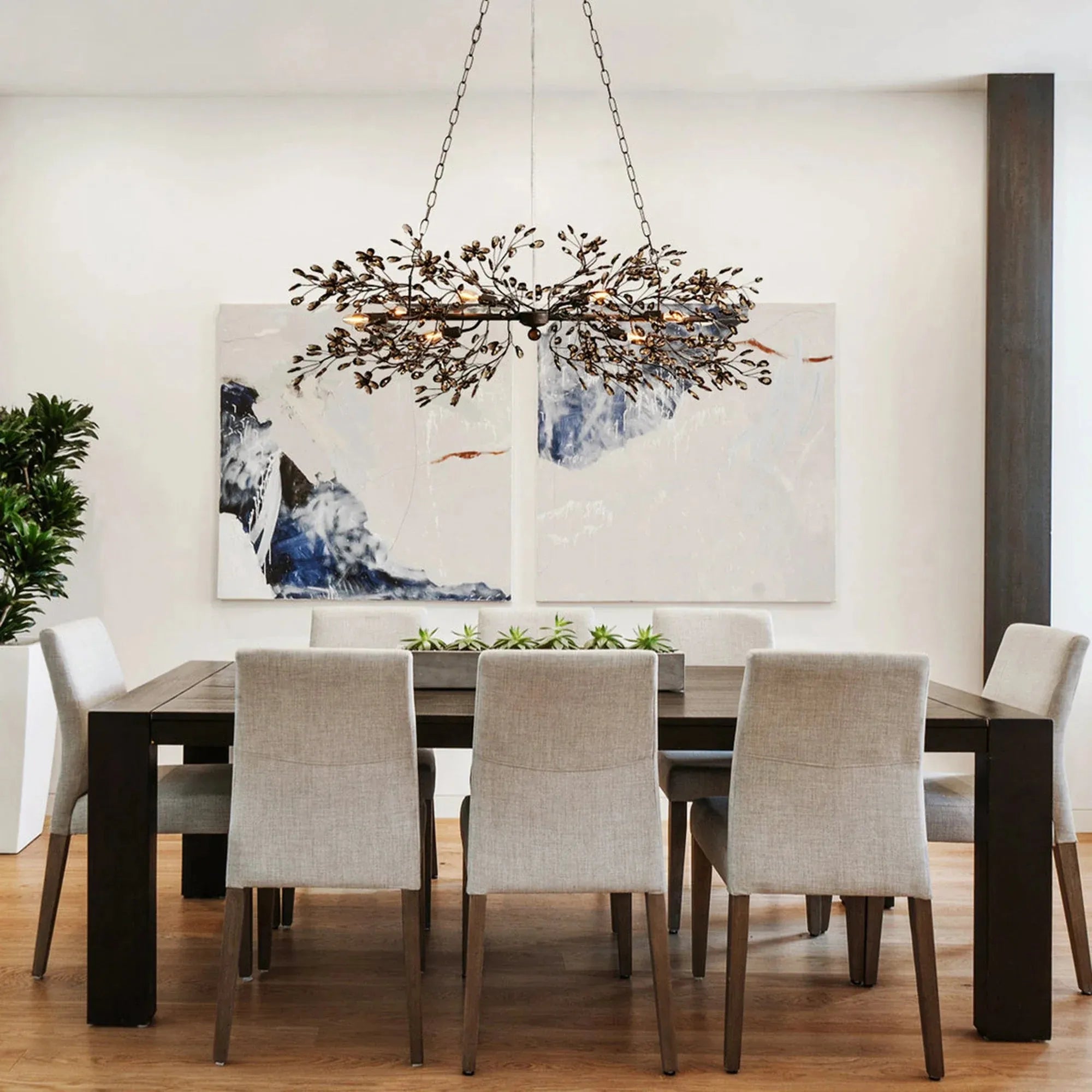 Fiore Linear Chandelier 43" 51" 68"W-Bronze/Smoke-43"-Arialamps