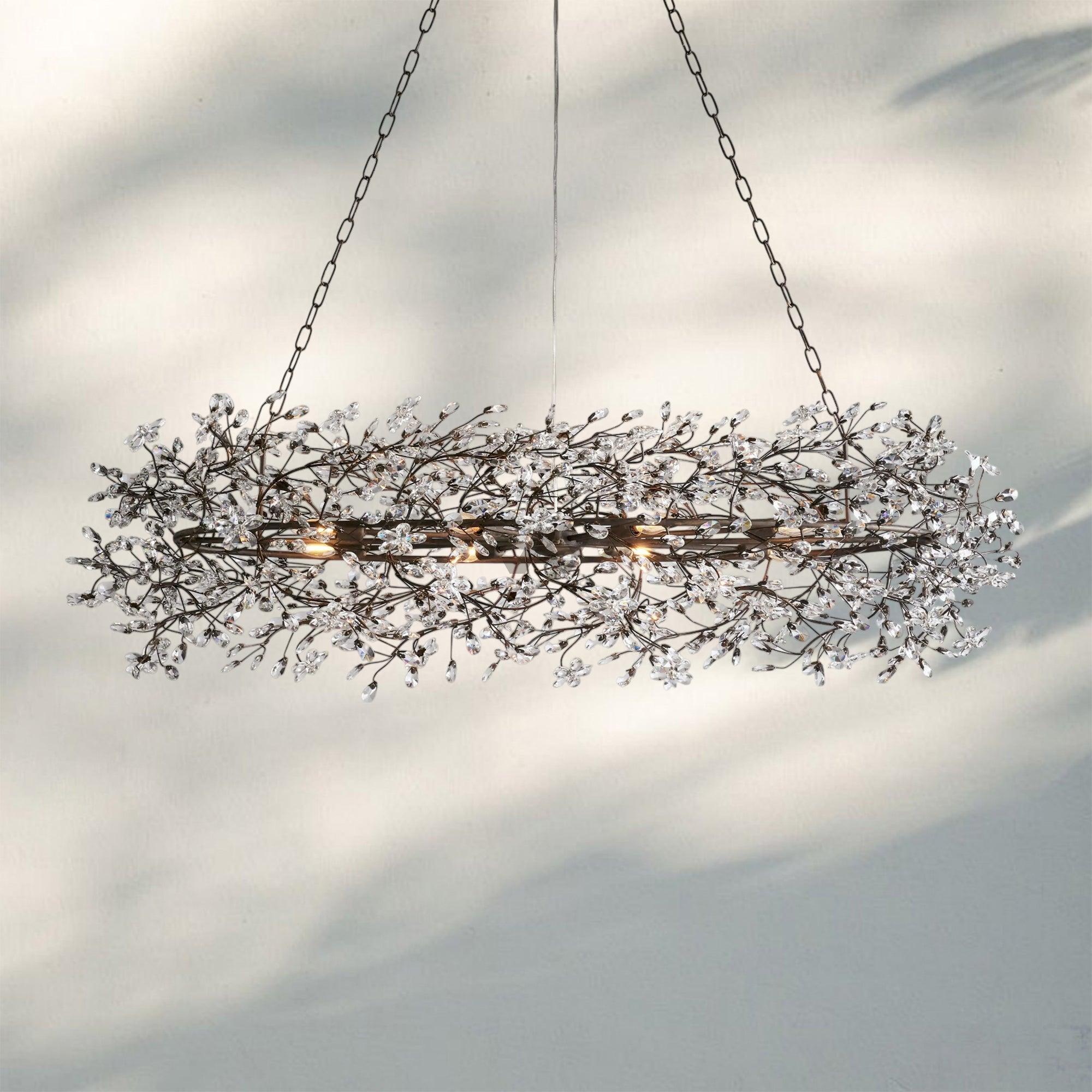 Fiore Oval Chandelier 62'' 74''-74"-Bronze-