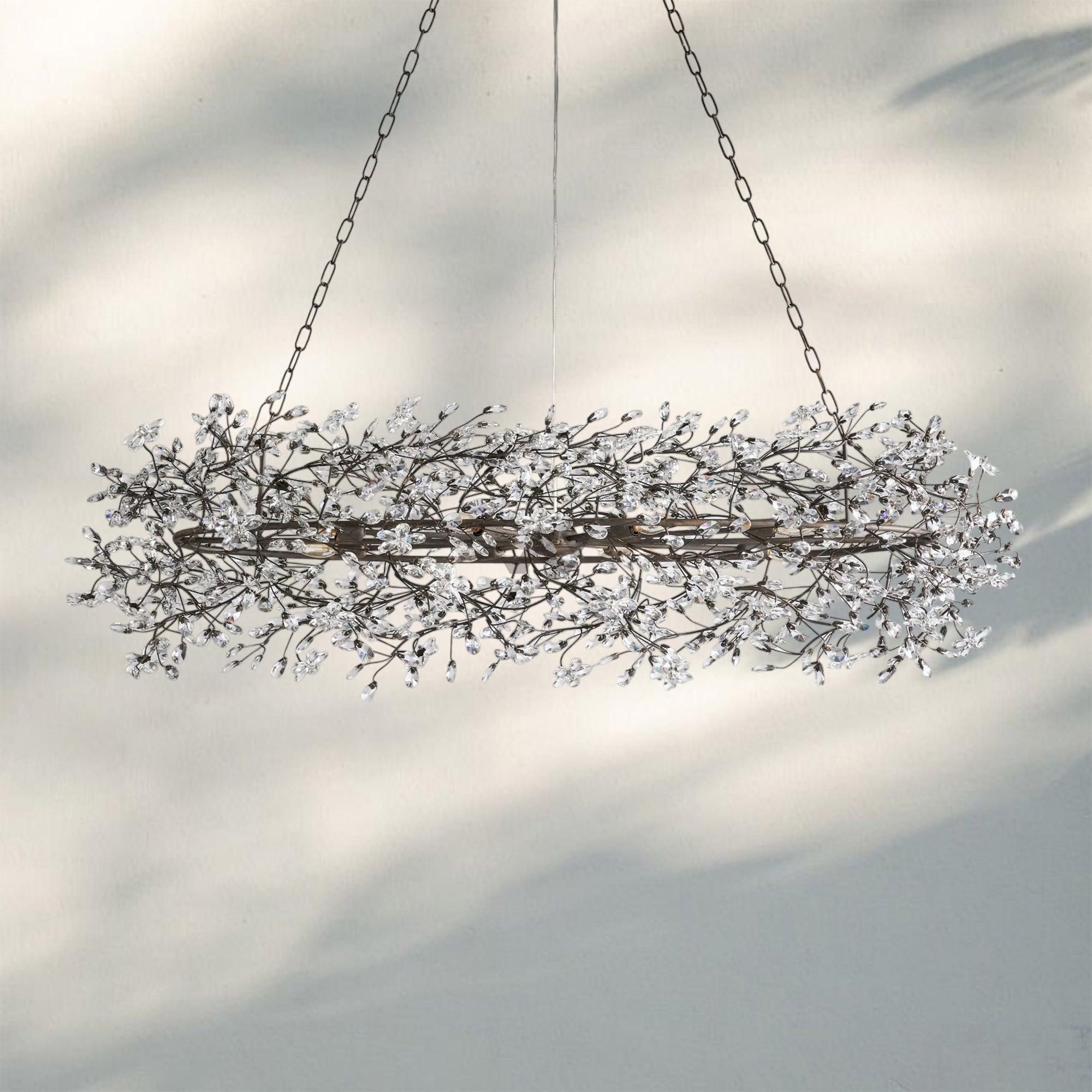 Fiore Oval Chandelier 62'' 74''-62"-Bronze-