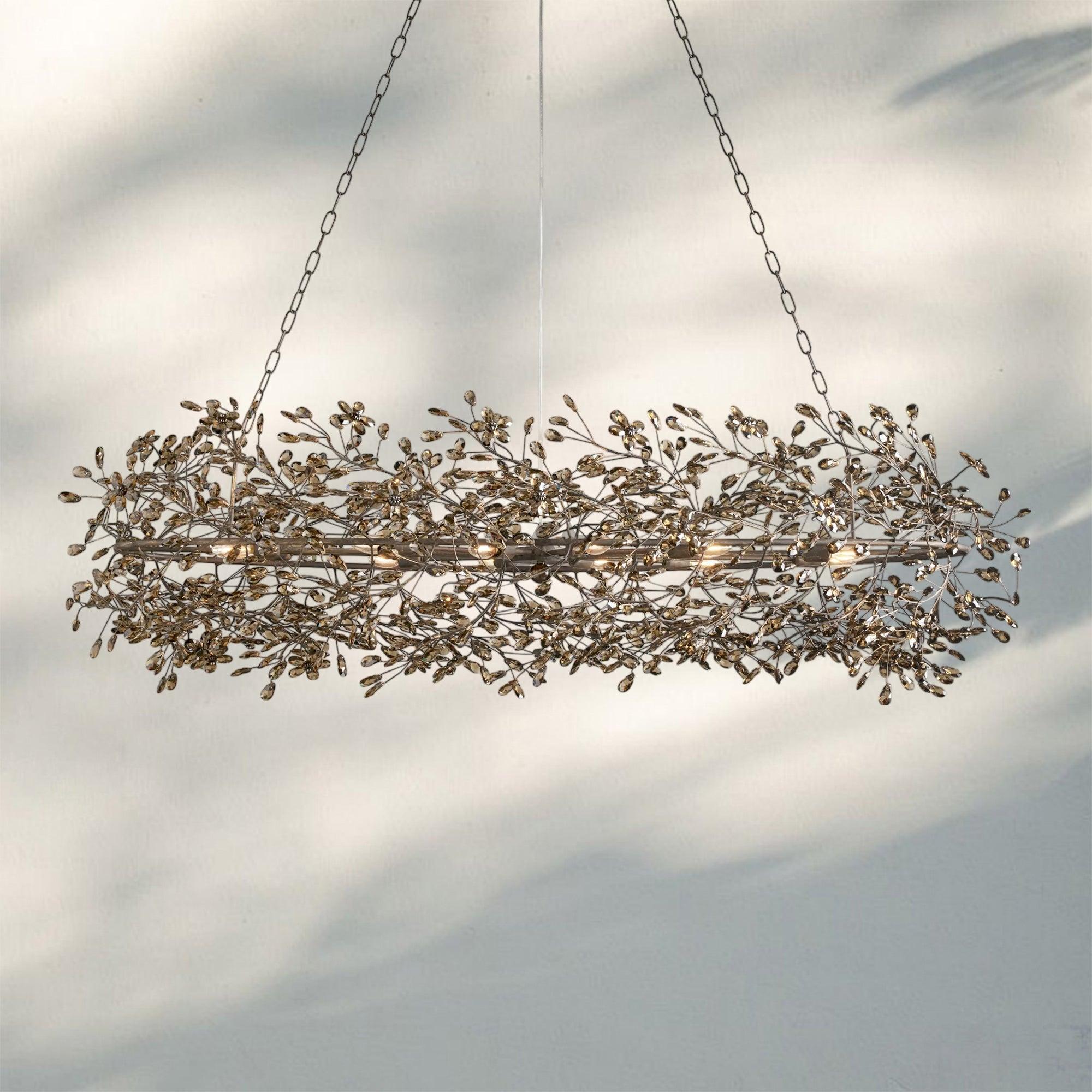 Fiore Oval Chandelier 62'' 74''-62"-Bronze/Smoke-