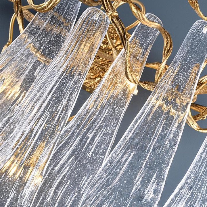 Flake Long Crystal Branch Brass Wall Sconce-Arialamps