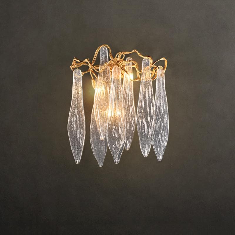 Flake Long Crystal Branch Brass Wall Sconce-W20" X D9" X H26"-Arialamps