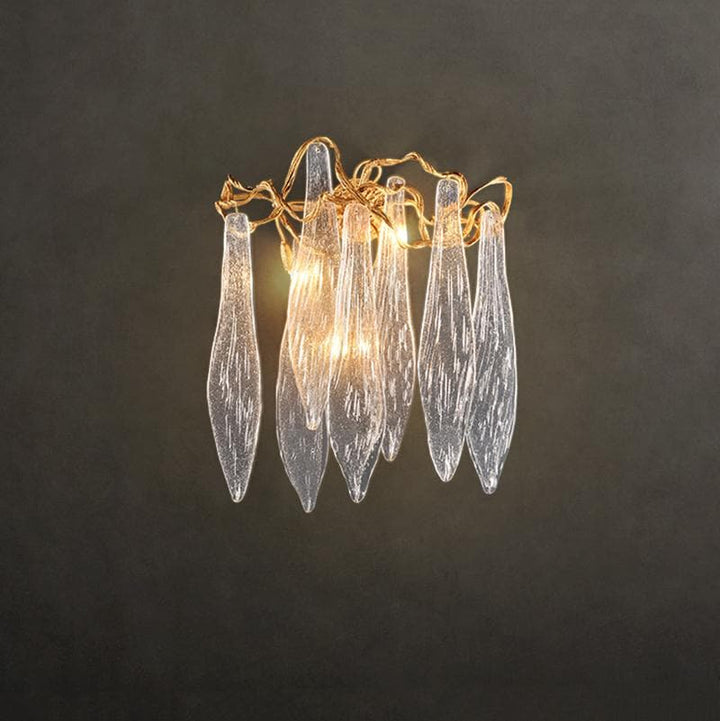 Flake Long Crystal Branch Brass Wall Sconce-W20" X D9" X H26"-Arialamps