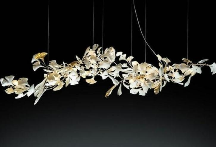 Fleur-de-lis Ceramic Branch Chandelier-Chandeliers-Length 150 cm ( 60 in ) x Width 85 cm ( 33.5 in ) x Height 100 cm ( 39.4 in )-Arialamps