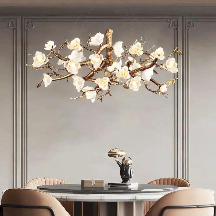 Flower Bloom Branch Brass Chandelier-chandeliers for dining room,chandeliers for stairways,chandeliers for foyer,chandeliers for bedrooms,chandeliers for kitchen,chandeliers for living room-Arialamps