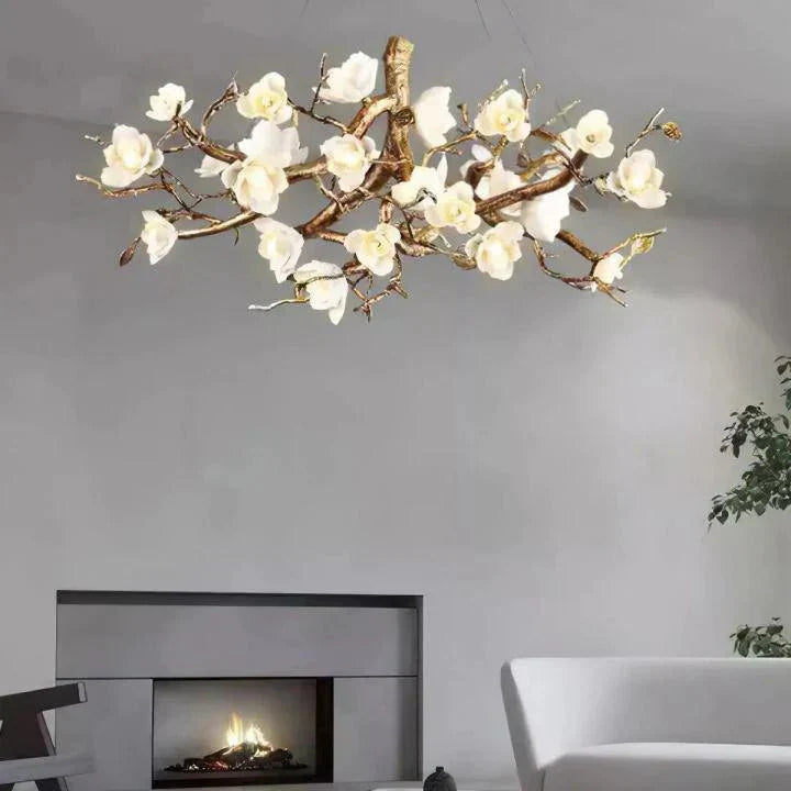 Flower Bloom Branch Brass Chandelier - Arialamps