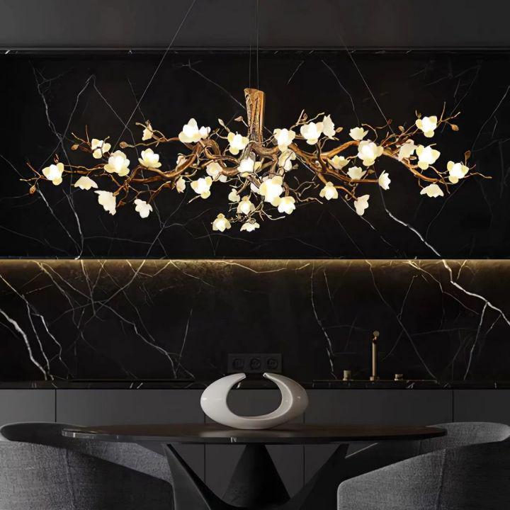 Flower Bloom Branch Brass Chandelier - Arialamps
