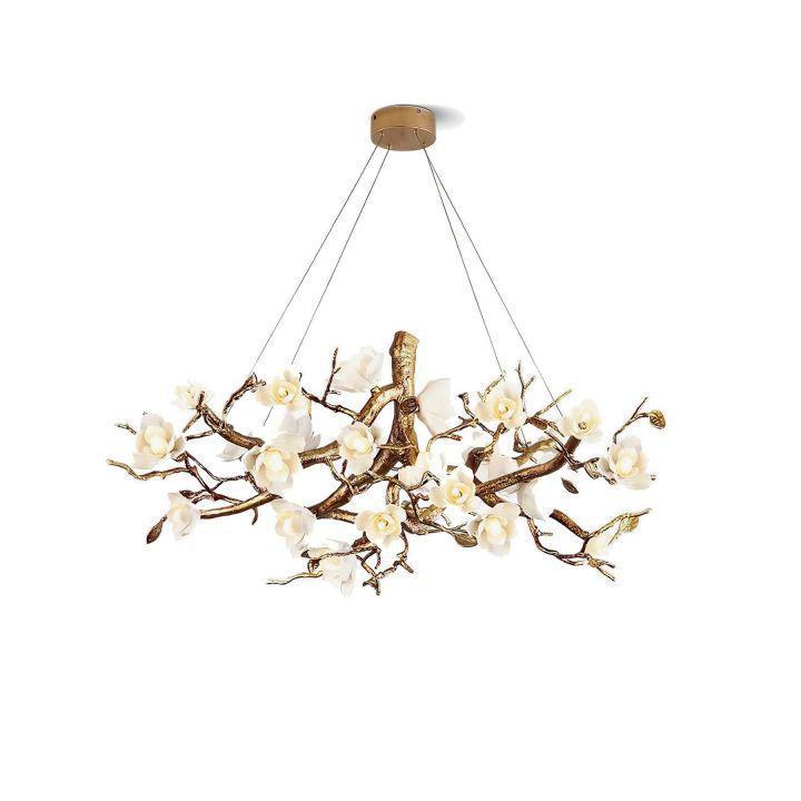Flower Bloom Branch Brass Chandelier-chandeliers for dining room,chandeliers for stairways,chandeliers for foyer,chandeliers for bedrooms,chandeliers for kitchen,chandeliers for living room-Arialamps