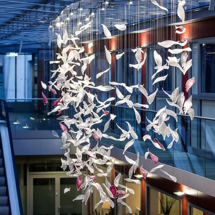 Flying Glass Feather Chandelier - Arialamps