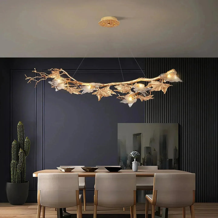 Folio Branch Brass Chandelier-chandeliers for dining room,chandeliers for stairways,chandeliers for foyer,chandeliers for bedrooms,chandeliers for kitchen,chandeliers for living room-Arialamps