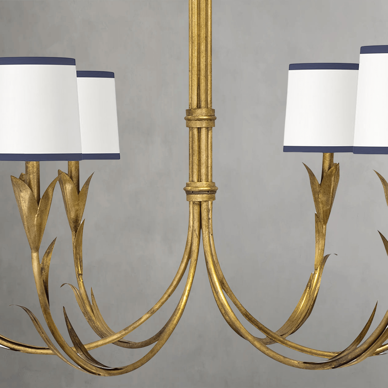 Fontara Dark Blue Reed Chandelier(Antique Gold Leaf) - Arialamps