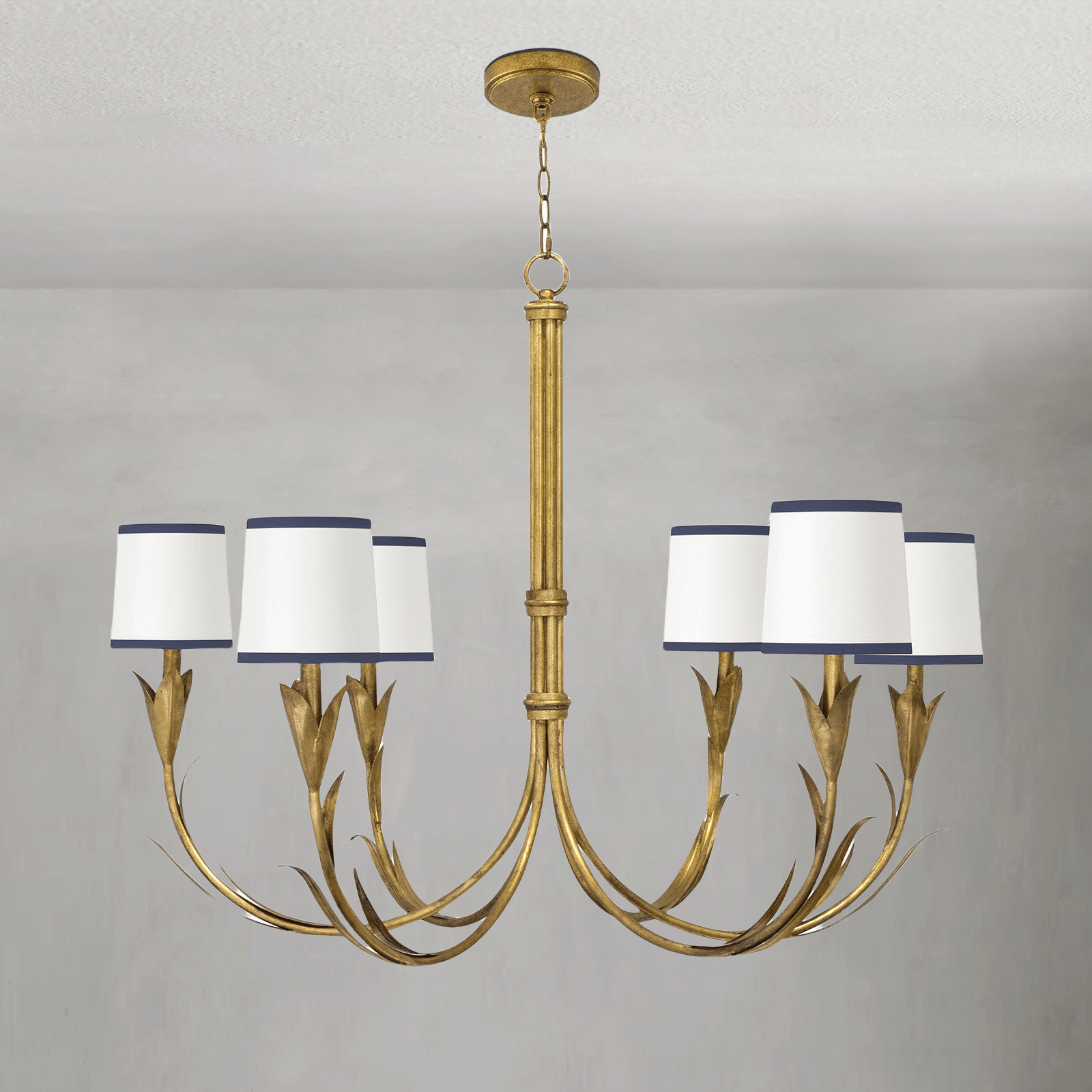 Fontara Dark Blue Reed Chandelier(Antique Gold Leaf) - Arialamps