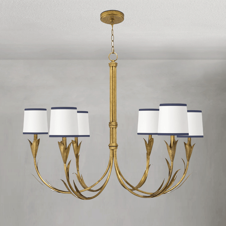 Fontara Dark Blue Reed Chandelier(Antique Gold Leaf) - Arialamps