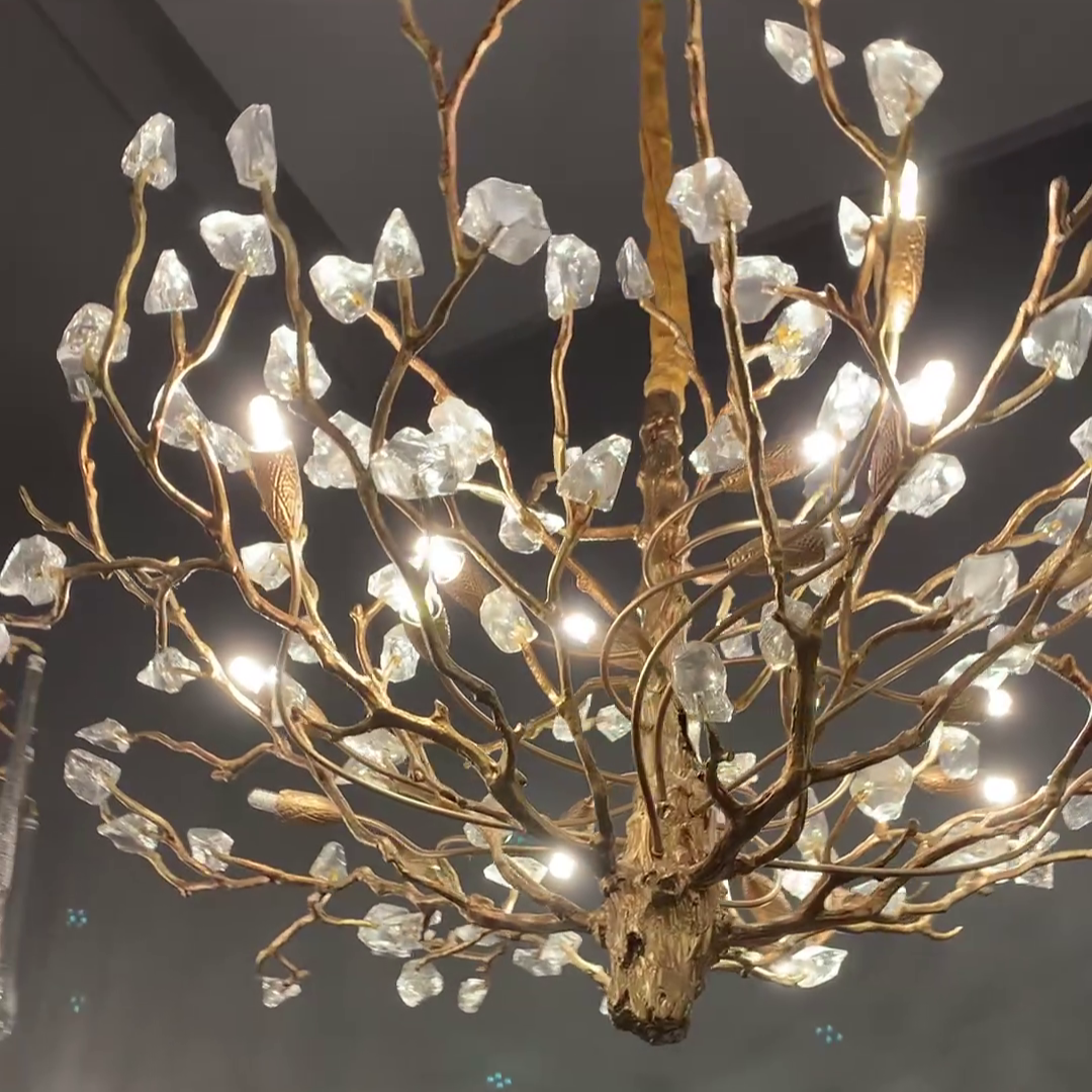 Gemstone Branch Chandelier with Artistic Design for Bedroom or Living Room-Chandeliers-Arialamps