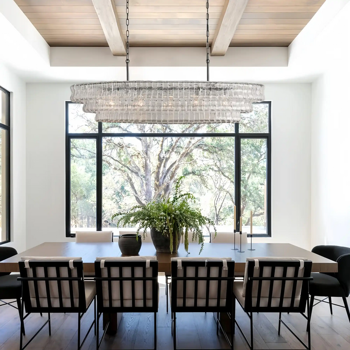 Ghiaccio Glass Oval Chandelier 54''65''-Arialamps