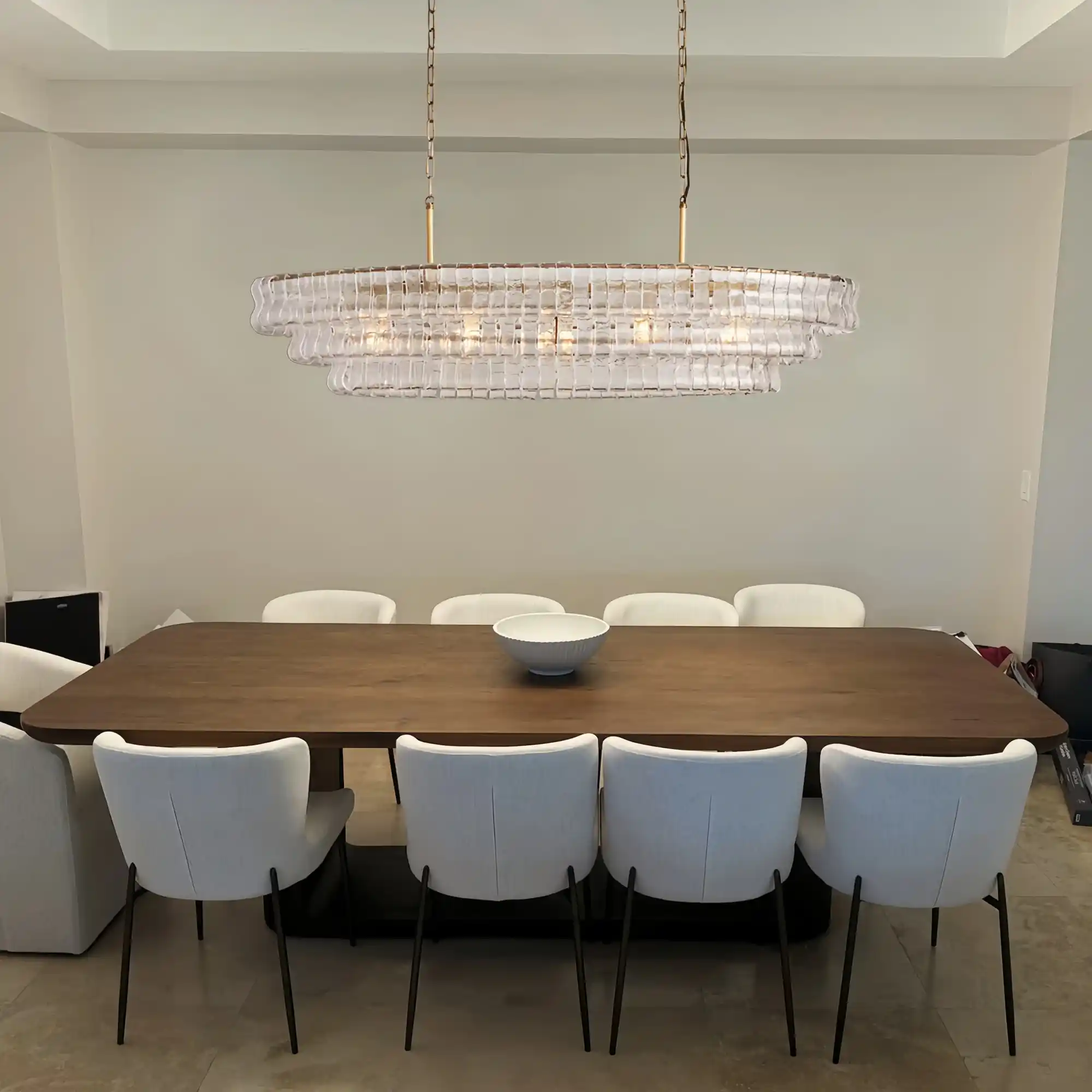 Ghiaccio Glass Oval Chandelier 54''65''-Arialamps