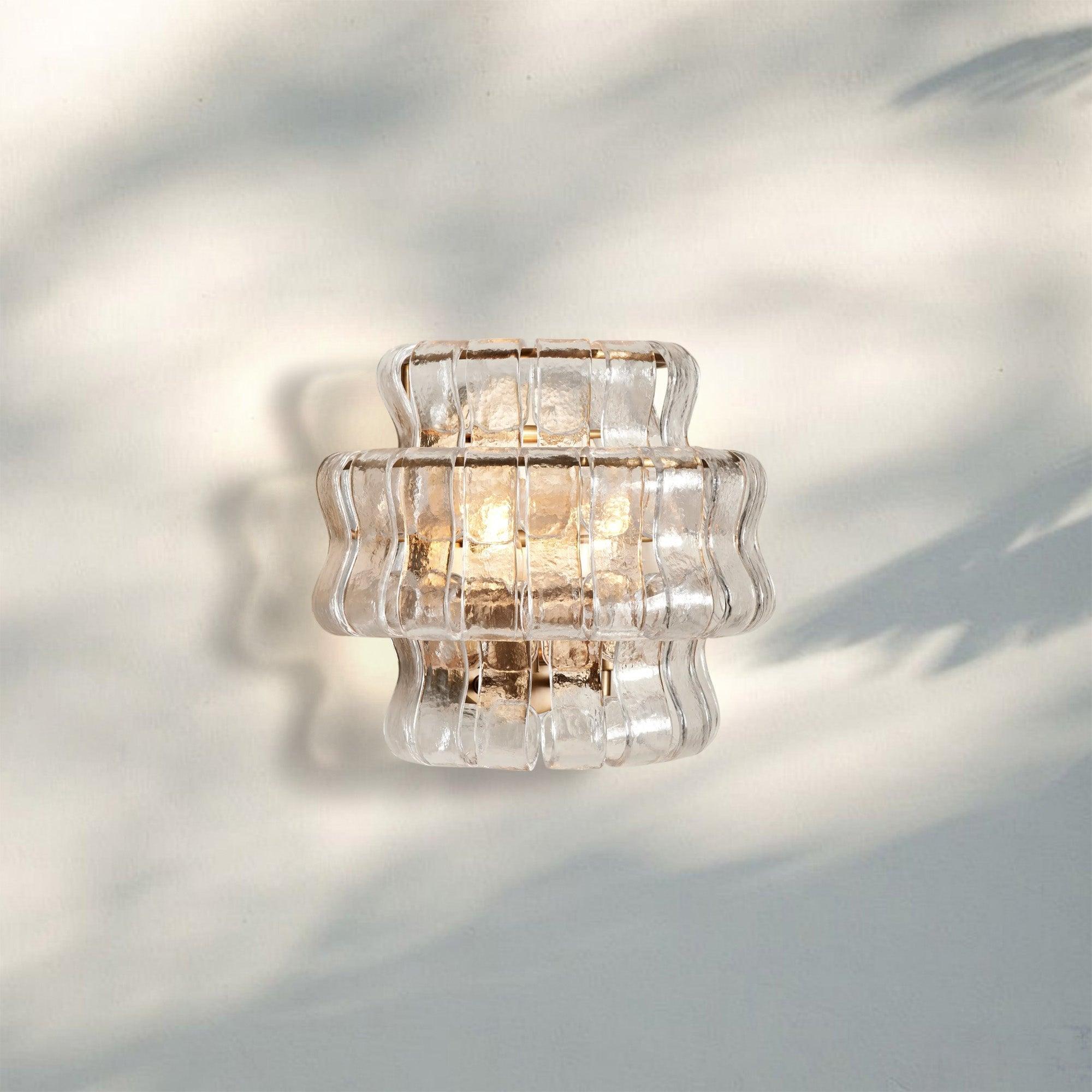 Ghiacio Glass Wall Sconce-Antique Brass-Clear-