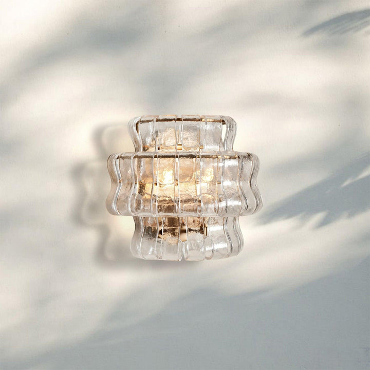Ghiacio Glass Wall Sconce-Antique Brass-Clear-