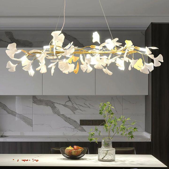 Ginkgo Luxury Chandelier Style E-chandeliers for dining room,chandeliers for stairways,chandeliers for foyer,chandeliers for bedrooms,chandeliers for kitchen,chandeliers for living room-8 Lights: L 59''(150cm) x W 11.8''(30cm)-Gold+White-Arialamps