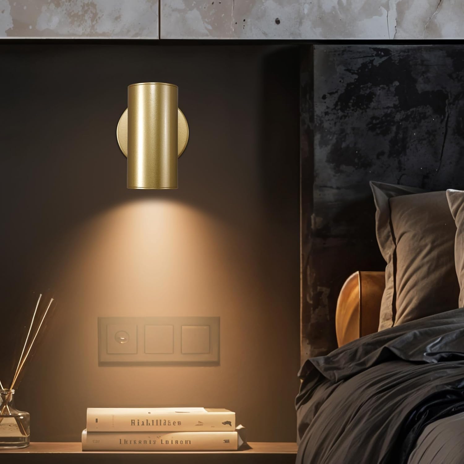 Gold Brass Picture Light Sconce with Adjustable LED, Wall Mount