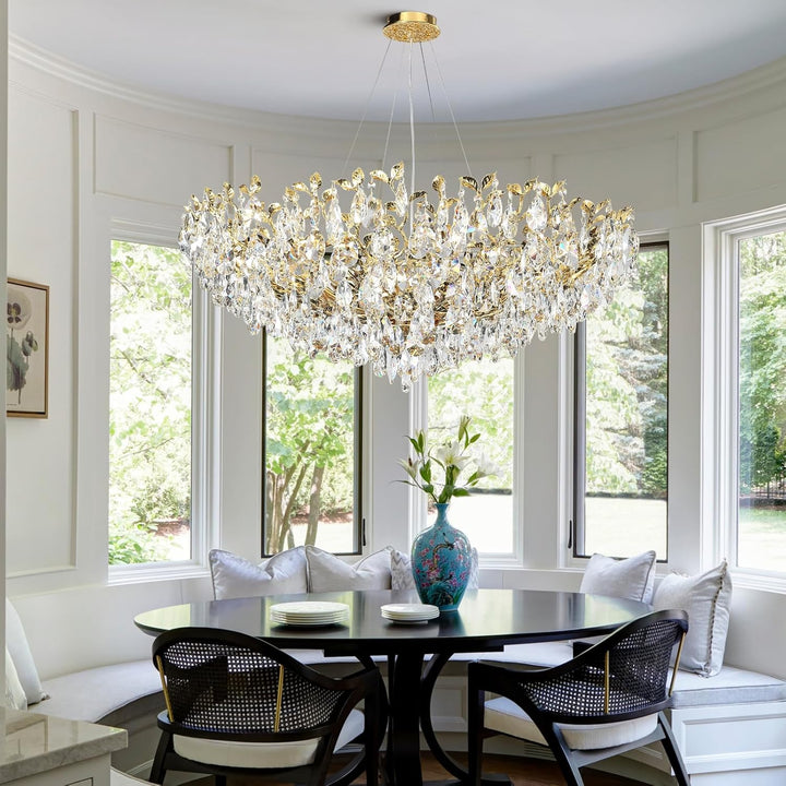 Gold Modern Crystal Tree Branch Leaf Chandelier for Home