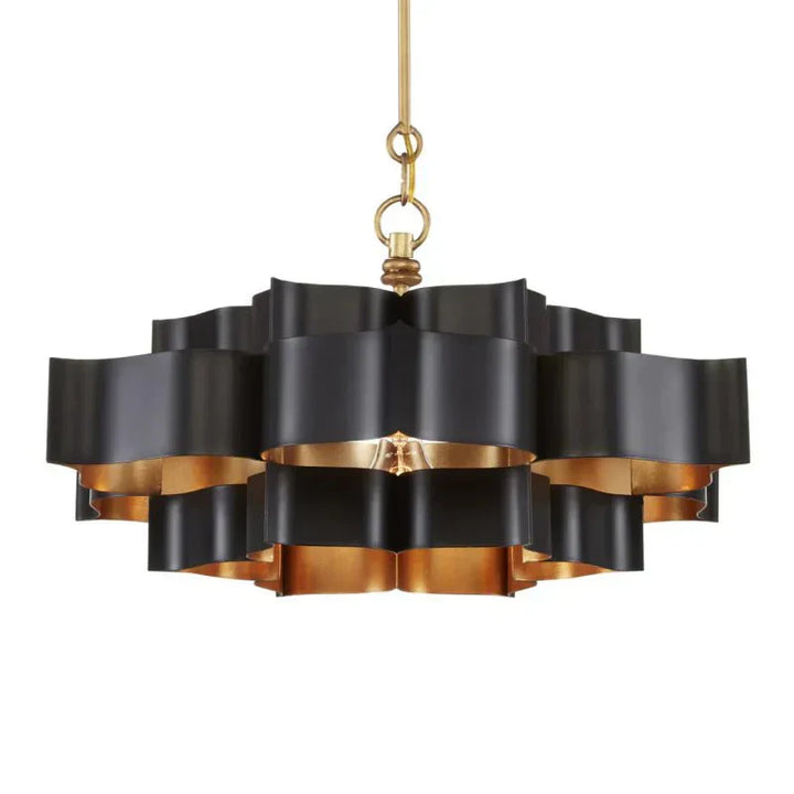 Grand Lotus Large Black Chandelier - Arialamps