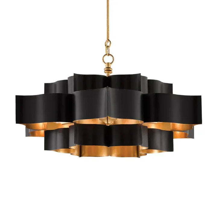 Grand Lotus Large Black Chandelier - Arialamps