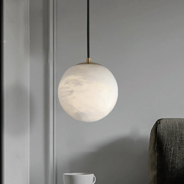 Kevin Hansa Alabaster Ball Pendant Light, Island Mini Pendant Light Kevinstudiolives 5"D