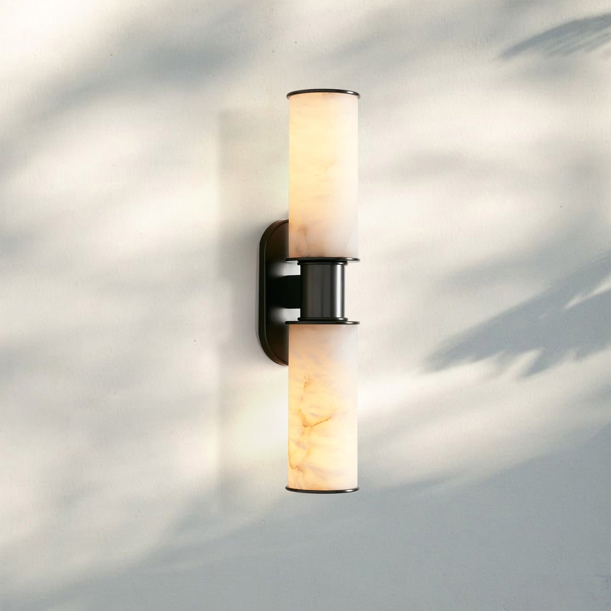 Harline Alabaster 2-Light Wall Sconce-Bronze-