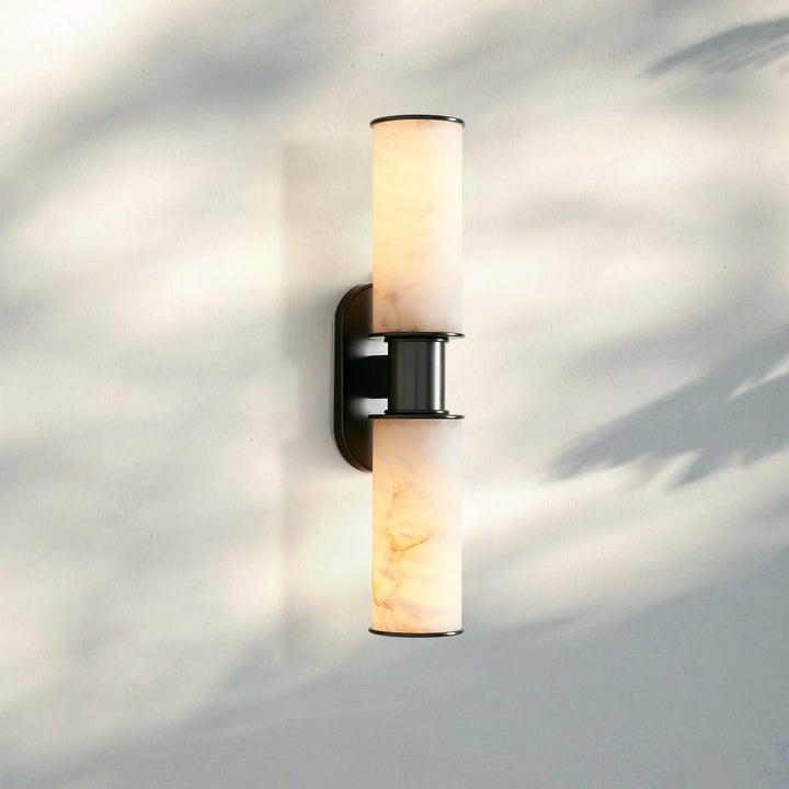 Harline Alabaster 2-Light Wall Sconce-Bronze-