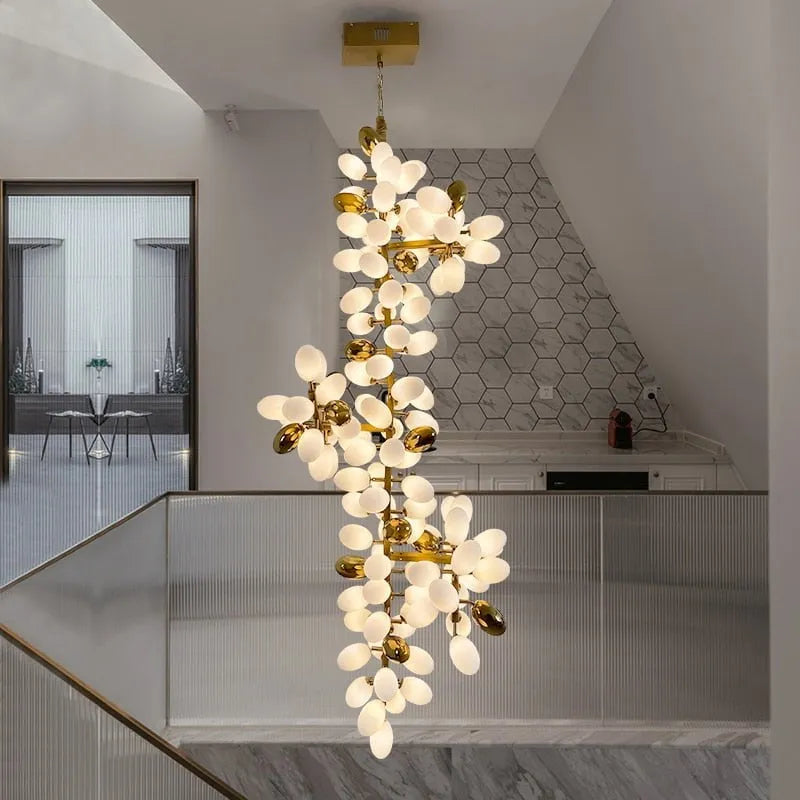 Aria Melano Modern Luxury Linear Glass ball Chandelier Light