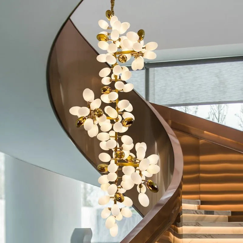 Aria Melano Modern Luxury Linear Glass ball Chandelier Light