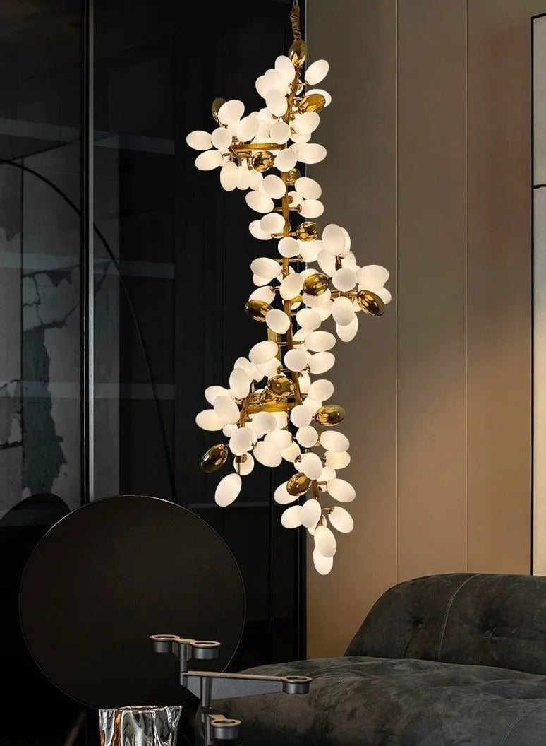 Aria Melano Modern Luxury Linear Glass ball Chandelier Light