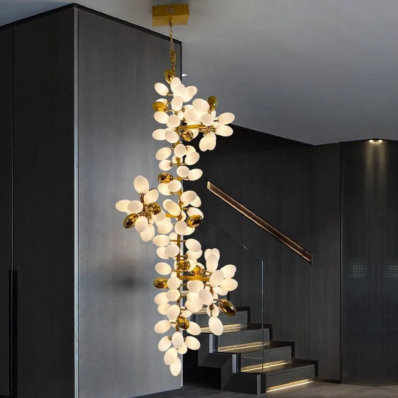 Aria Melano Modern Luxury Linear Glass ball Chandelier Light