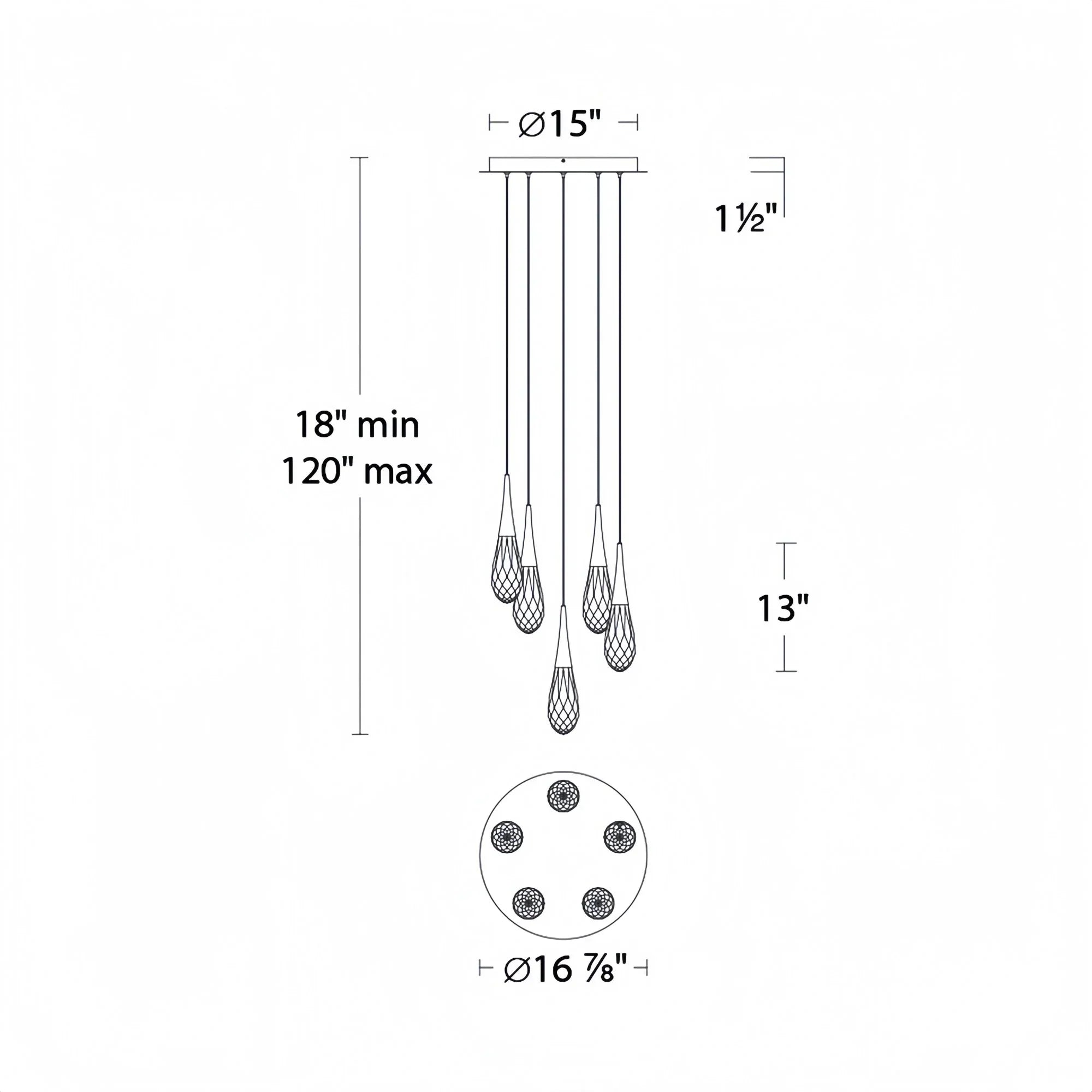 Hibiscus LED Multi Light Pendant Light Round Chandelier - Arialamps