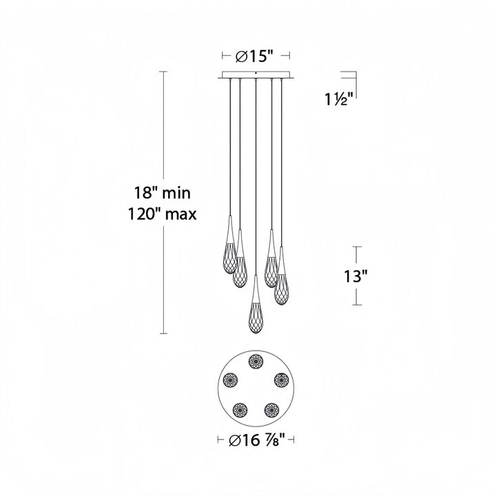 Hibiscus LED Multi Light Pendant Light Round Chandelier - Arialamps