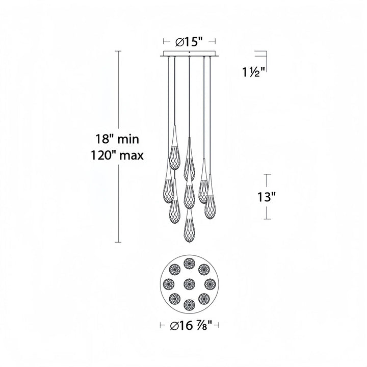 Hibiscus LED Multi Light Pendant Light Round Chandelier - Arialamps