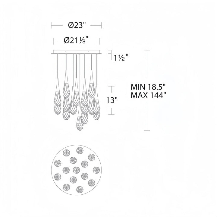 Hibiscus LED Multi Light Pendant Light Round Chandelier - Arialamps
