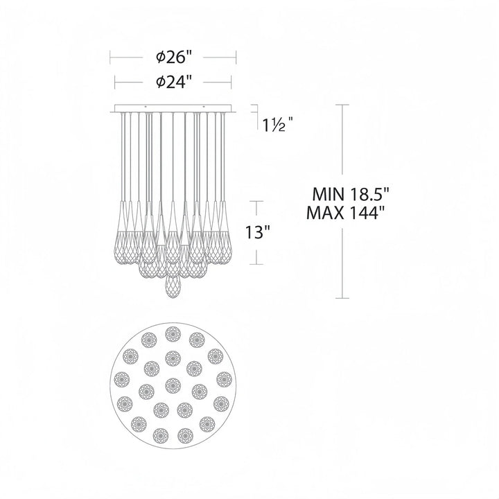 Hibiscus LED Multi Light Pendant Light Round Chandelier - Arialamps