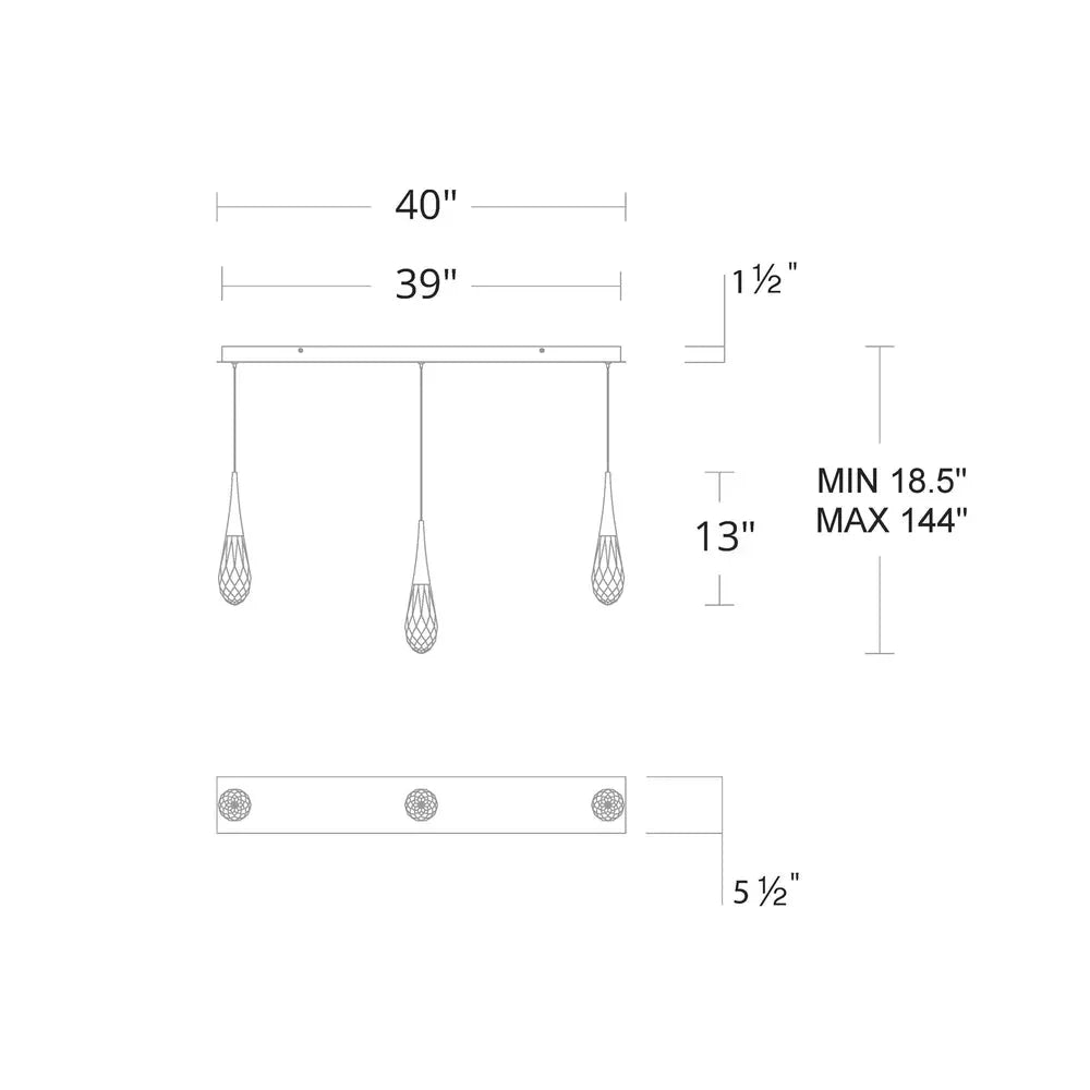 Hibiscus Linear LED Multi Pendant Light - Arialamps