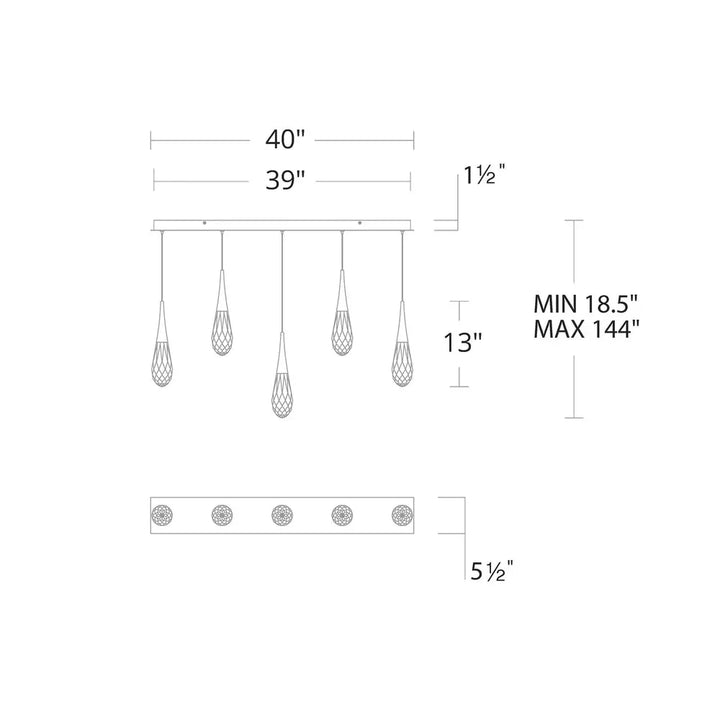 Hibiscus Linear LED Multi Pendant Light - Arialamps