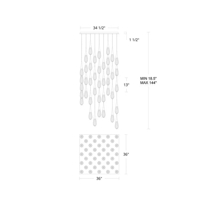 Hibiscus Square LED Multi Pendant Light - Arialamps