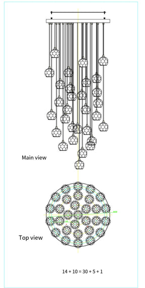 Bille De Crystal Round Cluster Chandelier 40"