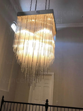 Cascade Glass Rectangular Chandelier 30"