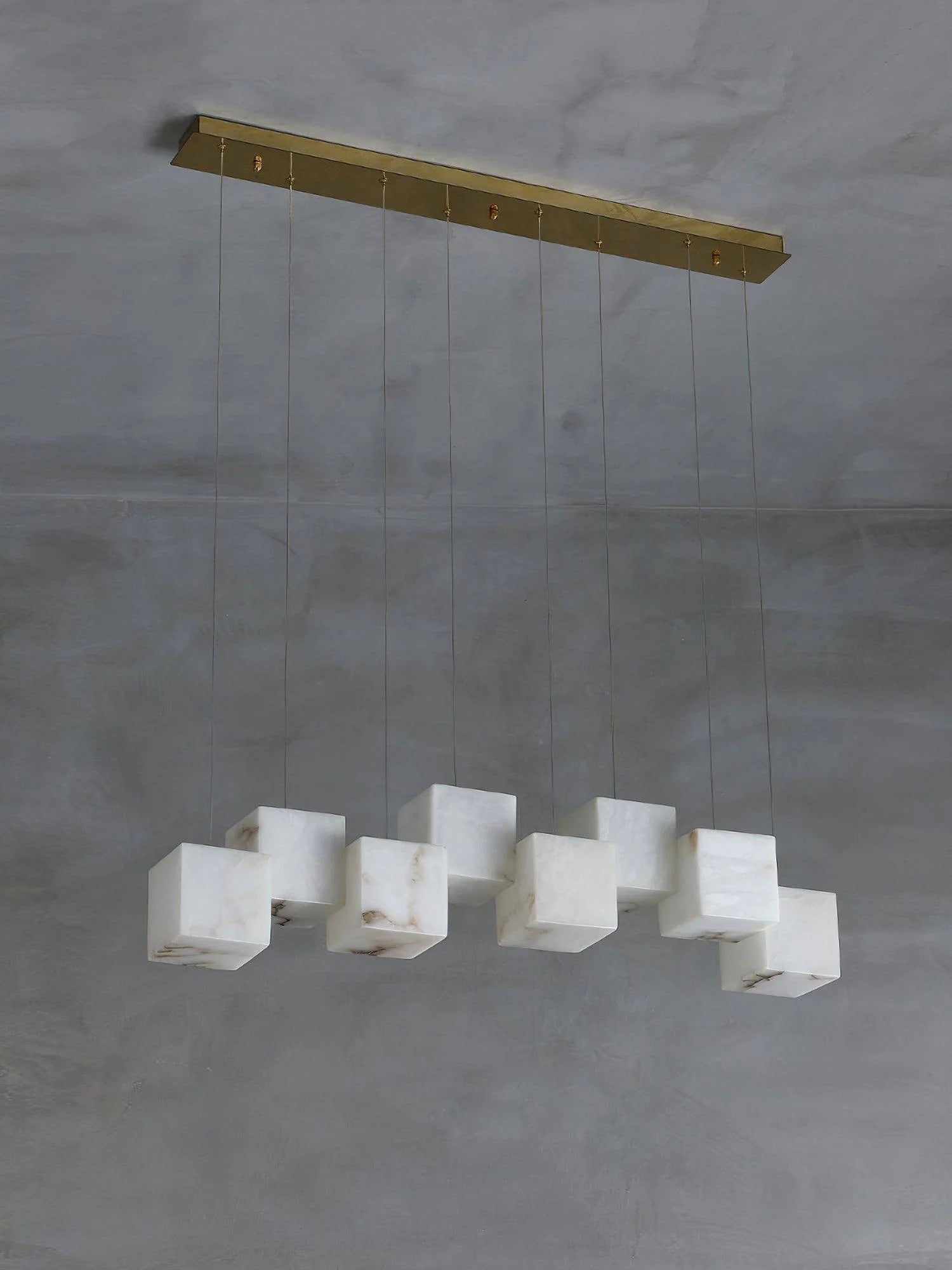 Alabaster Cubic Linear Chandelier