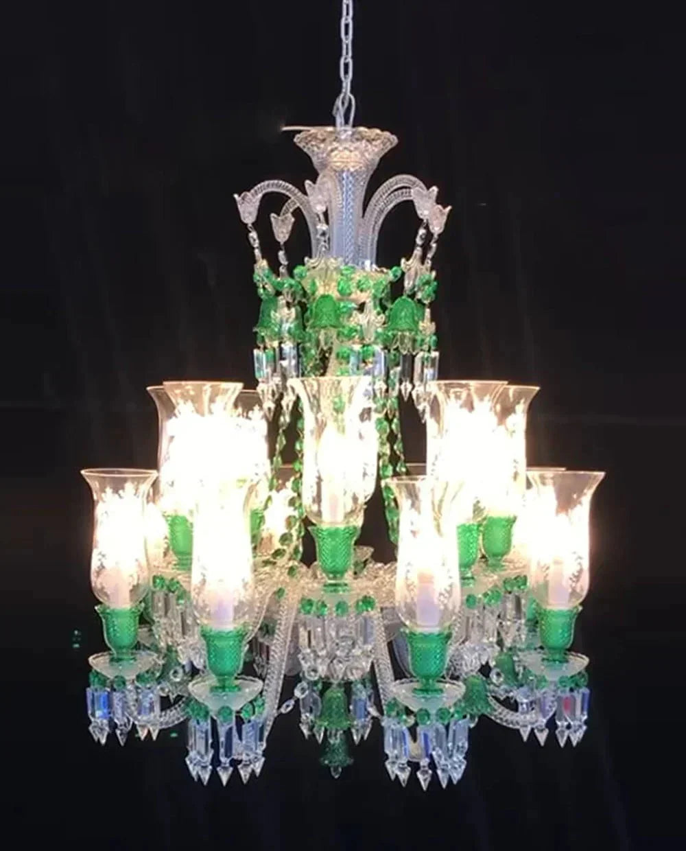 Inspired Lustre Clear & Green Crystal Lighting Chandelier - Arialamps