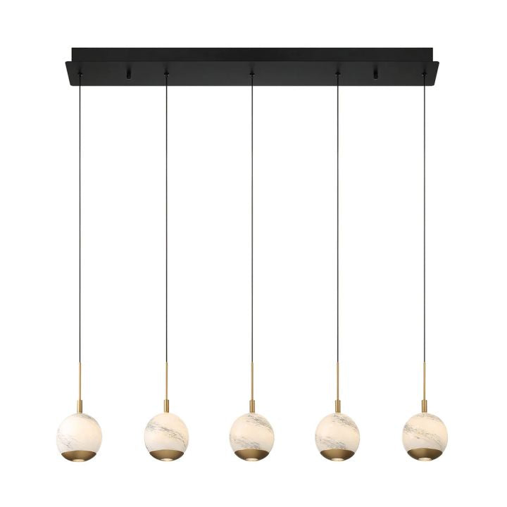 Kimma Lights Linear LED Chandelier-Chandelier-Matte Black-5 Light-Arialamps
