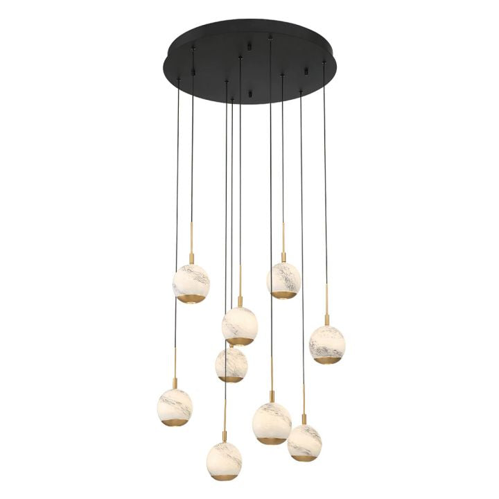 Kimma Lights Round LED Chandelier-Chandelier-Matte Black-9 Light-Arialamps