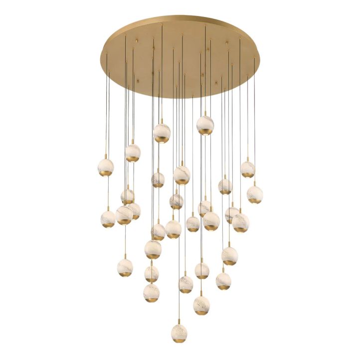 Kimma Lights Round LED Chandelier-Chandelier-Lacquered Burnished Brass-31 Light-Arialamps